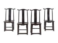 A Set of Four Chinese Black Lacquered Nanmu Side Chairs, Dengguayi