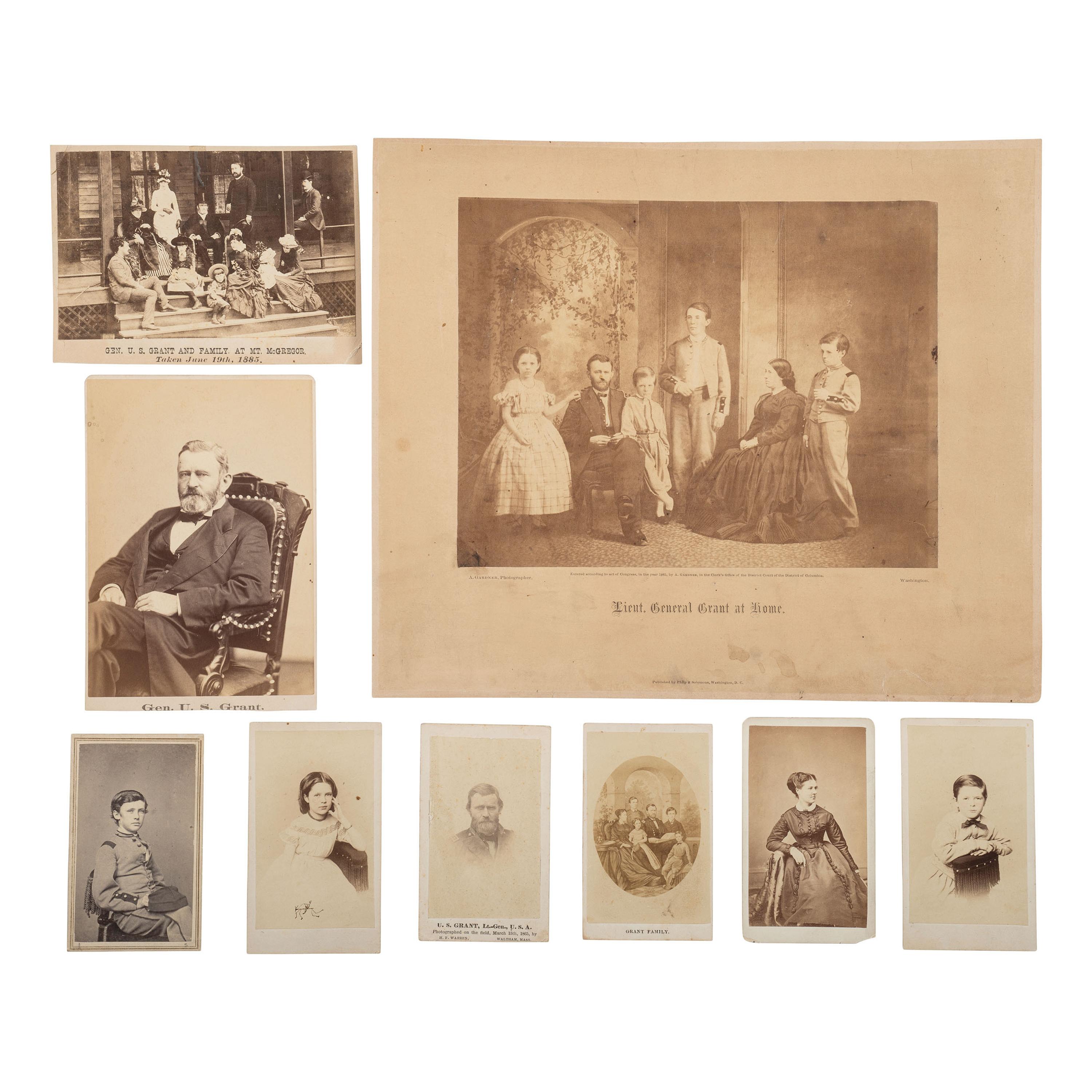 [Presidential] (Grant, Ulysses S.) Group of 15 Photographs and Prints of Grant and Family