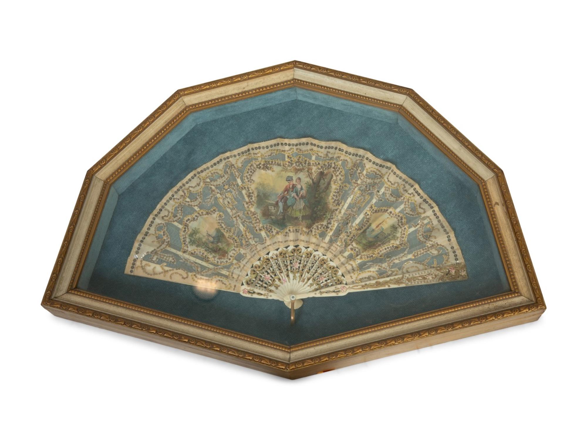 Five French Painted Fans in Giltwood Frames — 18TH/19TH CENTURY
