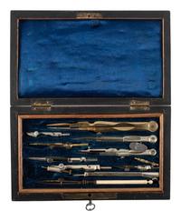 [CIVIL WAR]. A group of 2 items, incl. drafting set and watercolor set from the Civil War period.