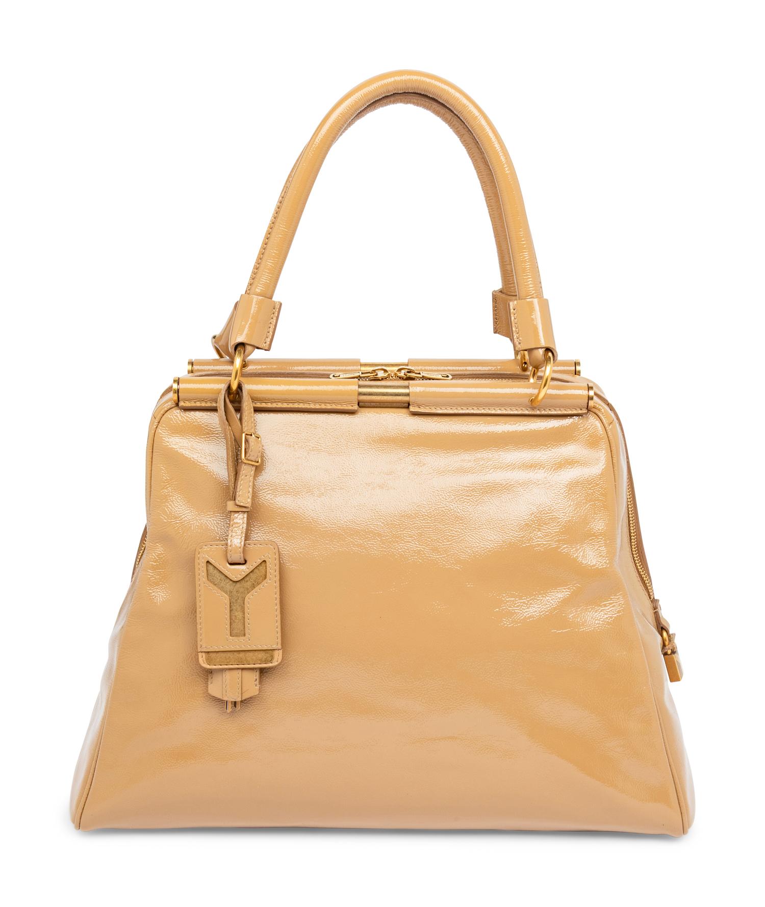Yves Saint Laurent Rive Gauche, Tan Patent Majorelle Bag