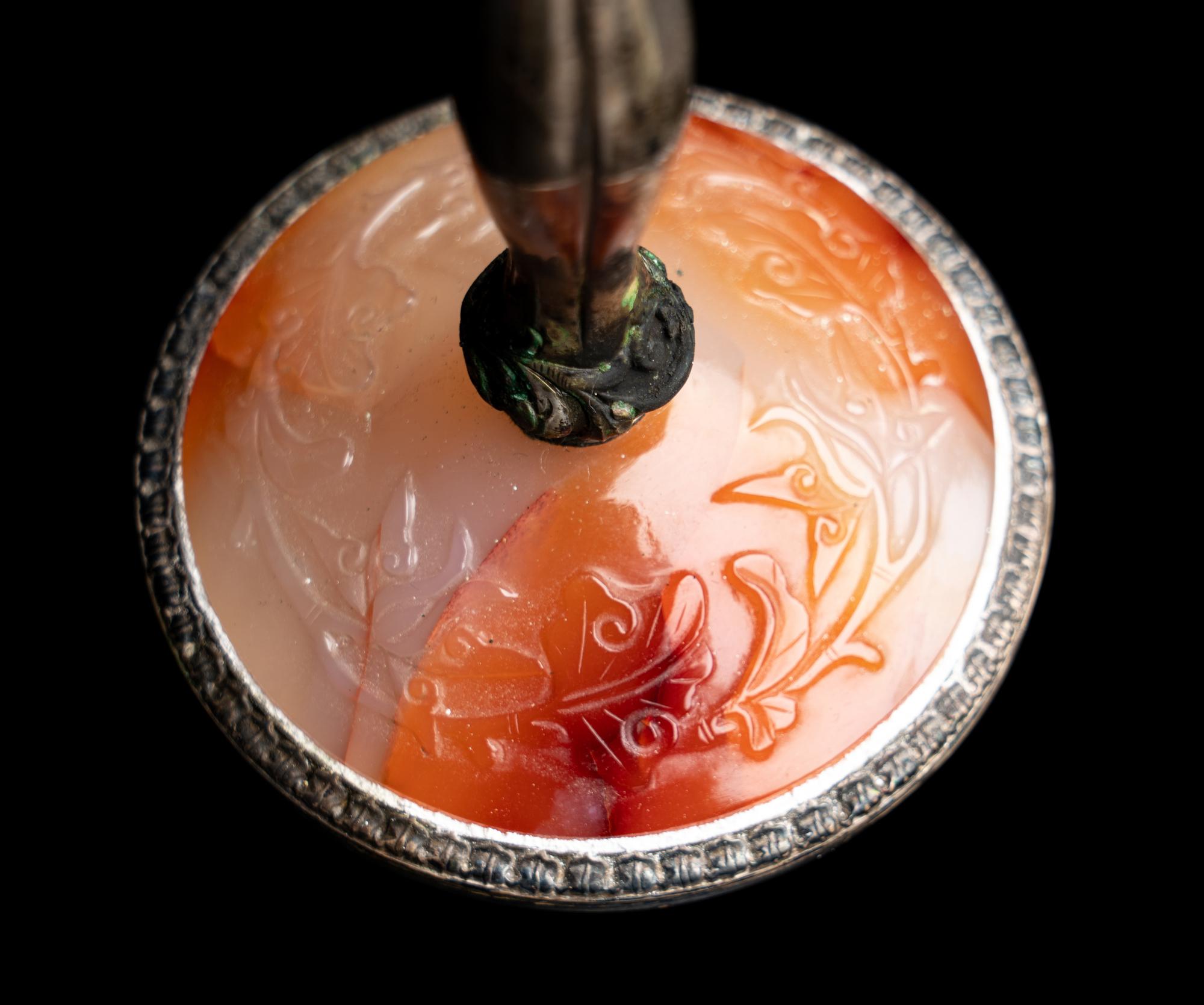 A Set of Four Chinese Jadeite, Agate and Silvered Metal Mounted Goblets