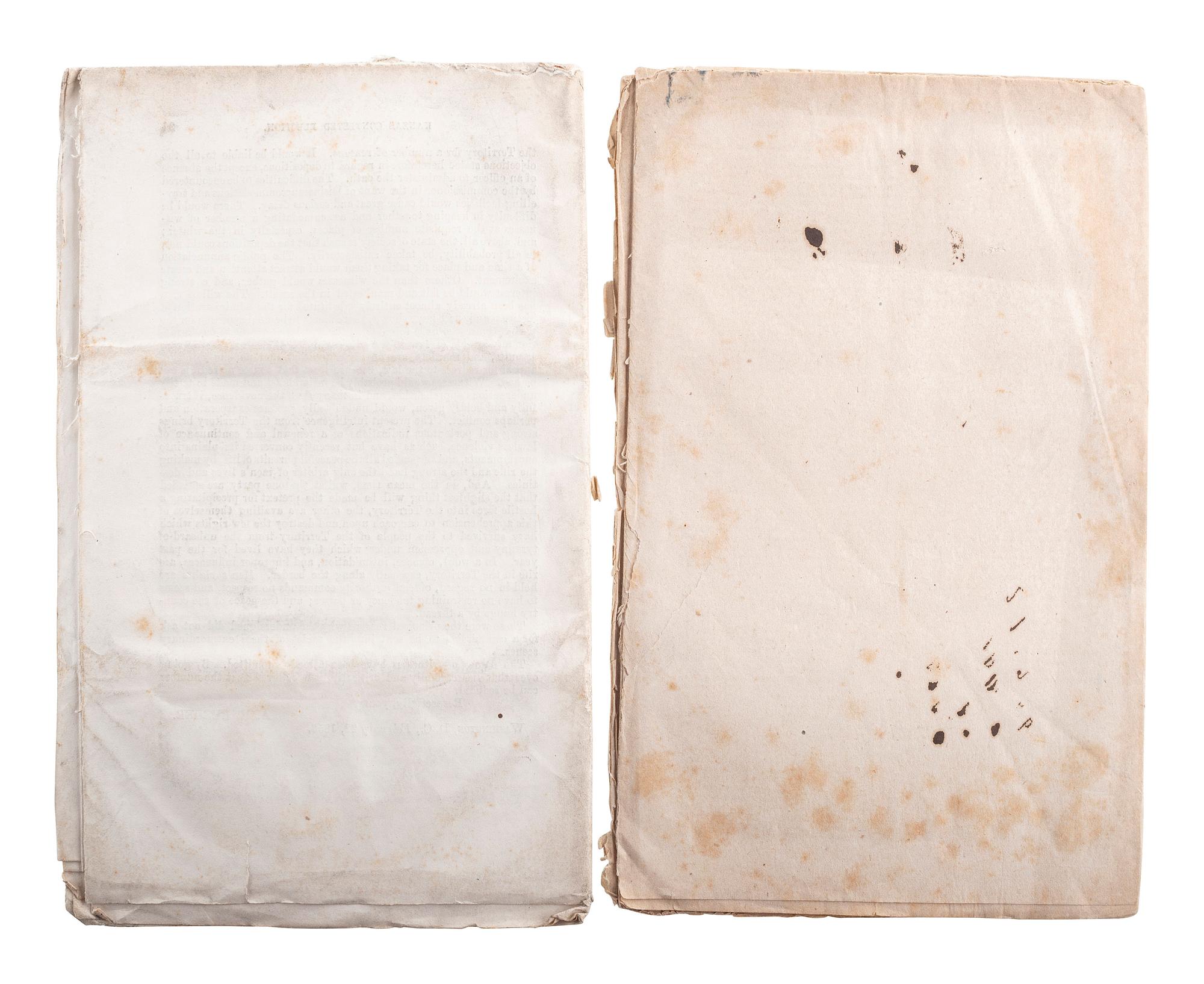 [SLAVERY & ABOLITION]. A group of 14 pamphlets related to Bleeding Kansas including slavery, the Lecompton Constitution, and the Stanton-Lane contest, comprising: