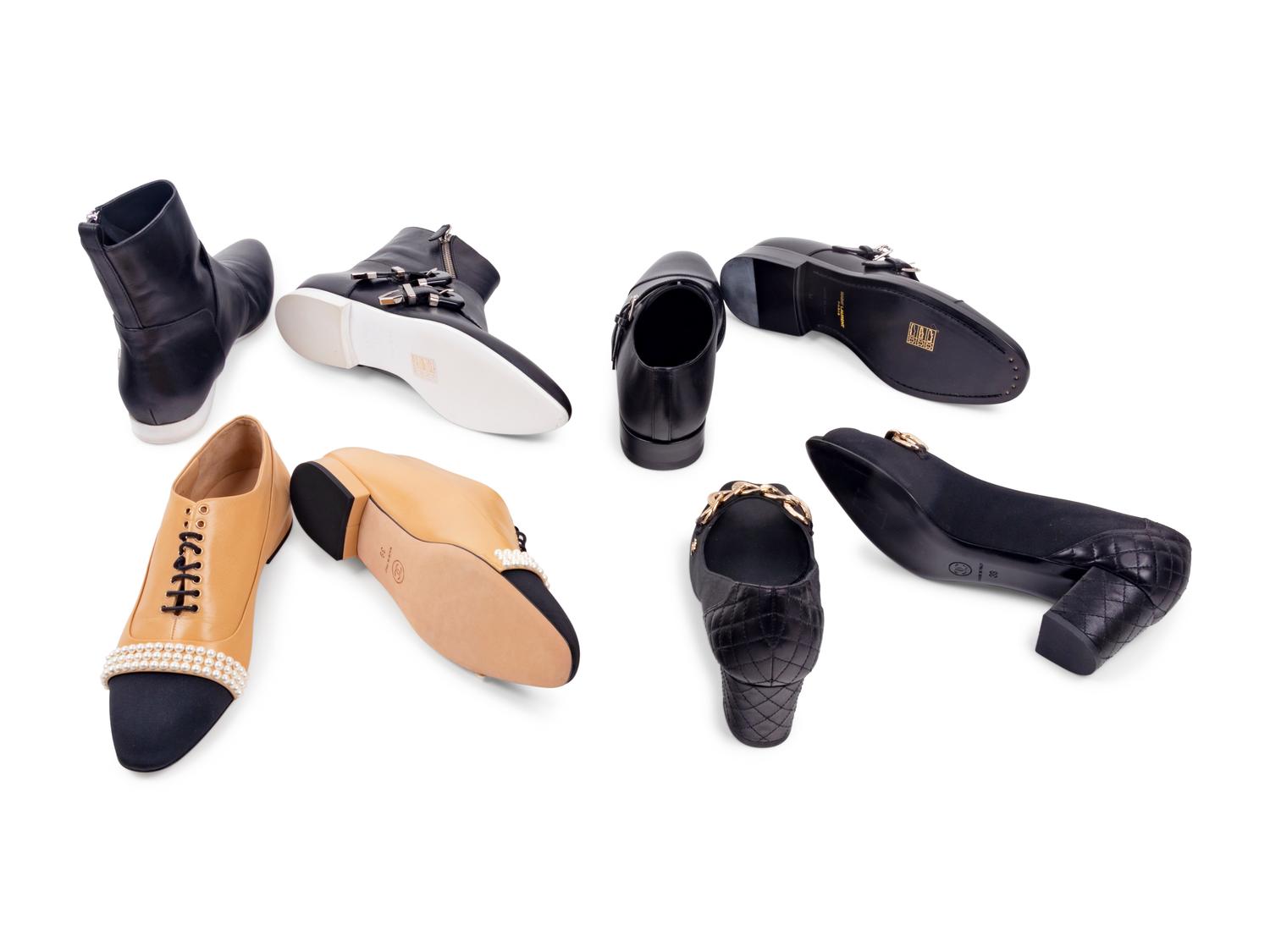 Four Pairs of Designer Shoes: One Balenciaga, Two Chanel, One Saint Laurent