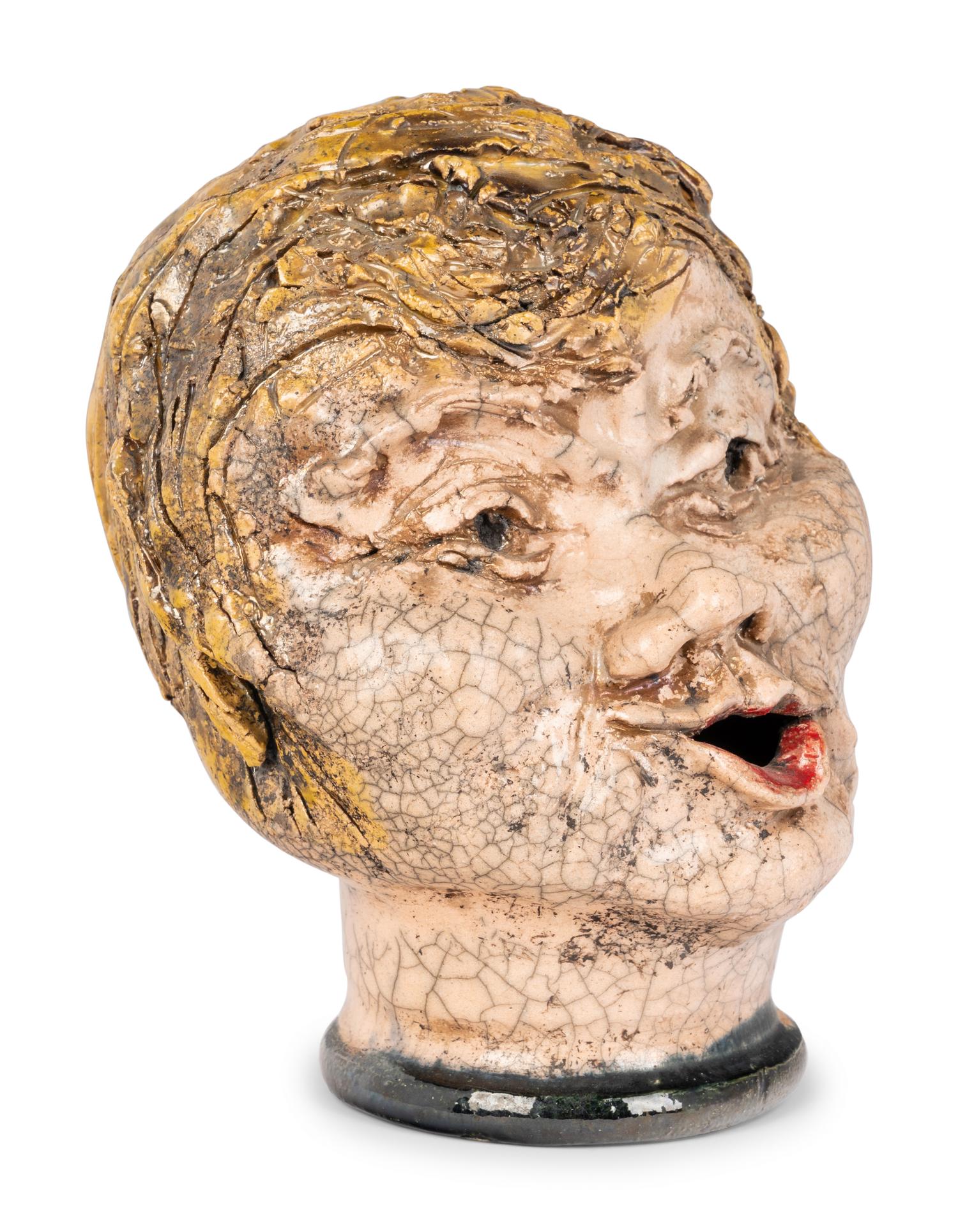A Studio Ceramic Polychrome Glazed Musical Head
