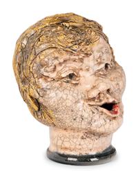 A Studio Ceramic Polychrome Glazed Musical Head
