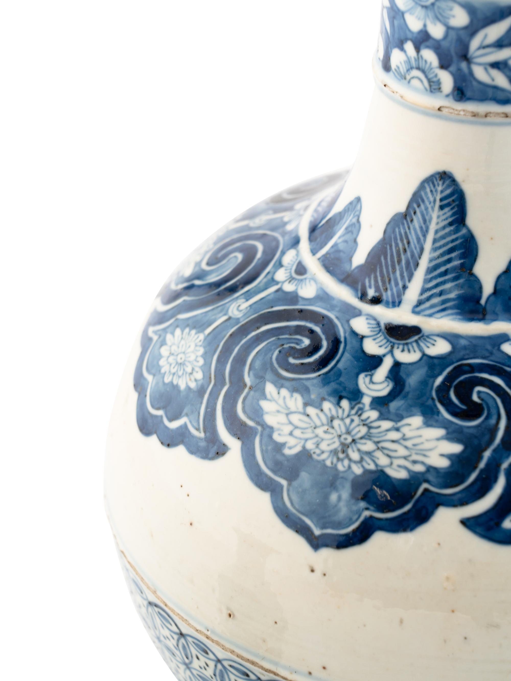 Three Chinese Blue and White Porcelain Bottles