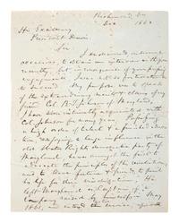 [CIVIL WAR]. A collection of 5 ALsS from E. Louis Lowe, former Governor of Maryland, regarding his efforts to seek an appointment for Colonel Bradley Johnson as a Brigadier General in the Confederate Army,
