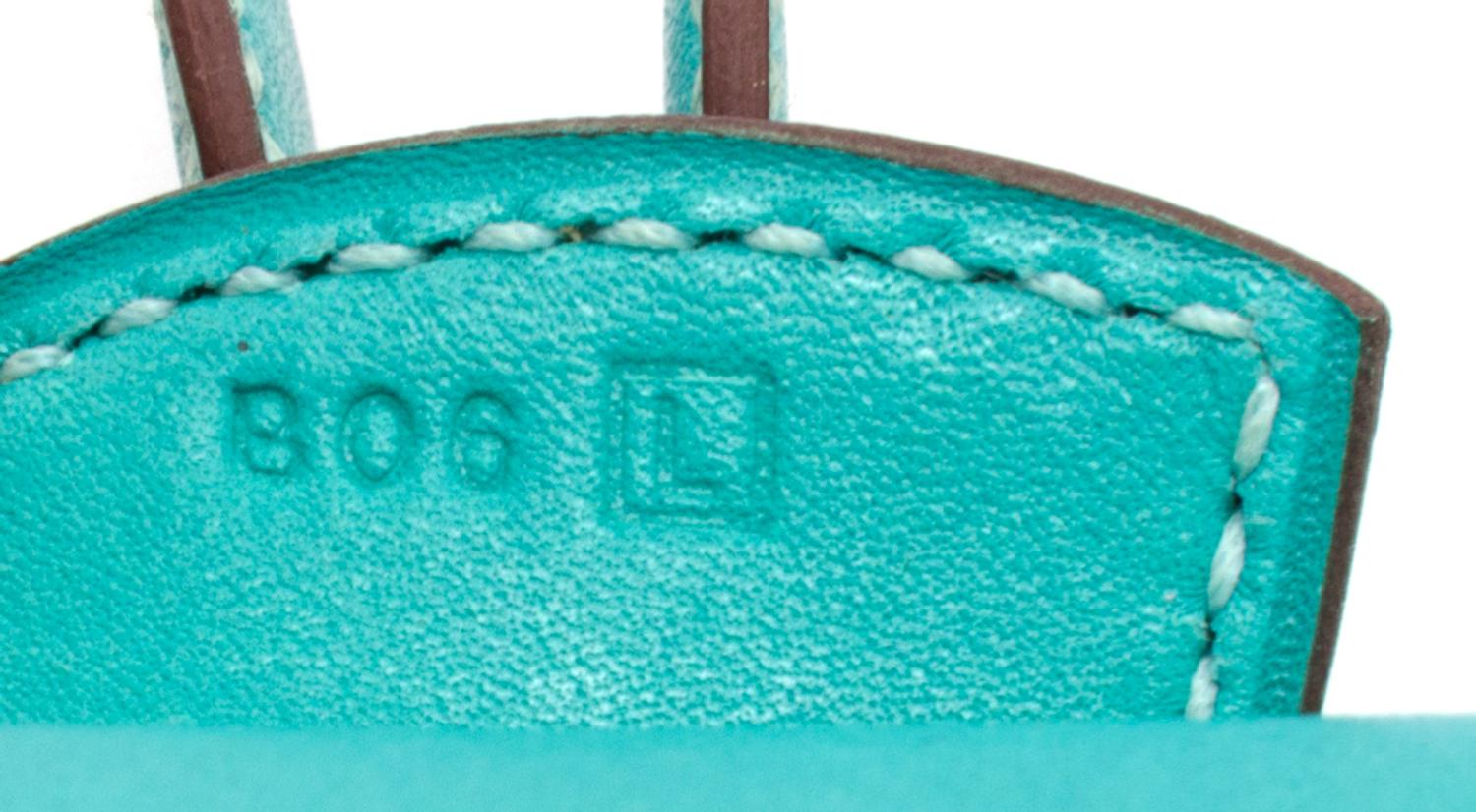 An Hermes Aqua Box Calf Paris Bombay PM Handbag, 11" x 8" x 5".