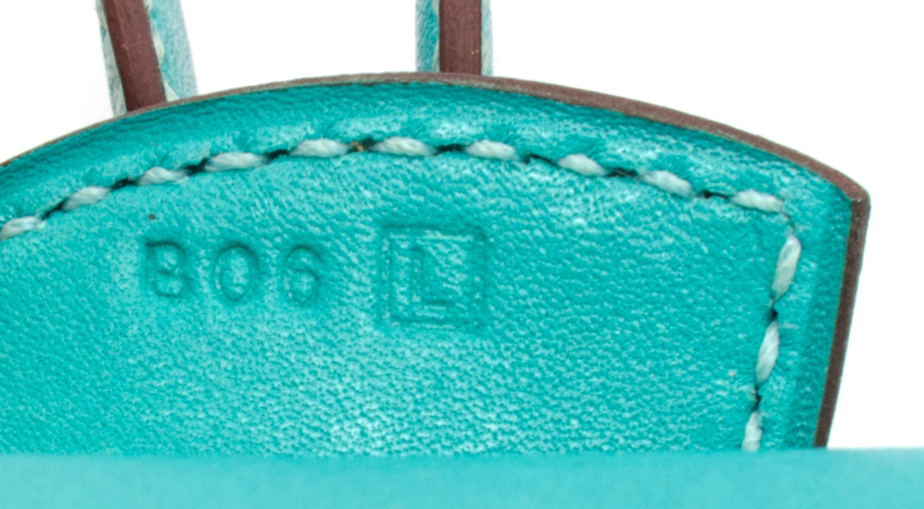 An Hermes Aqua Box Calf Paris Bombay PM Handbag, 11" x 8" x 5".