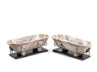 A Pair of Grand Tour Style Marble Sarcophogi