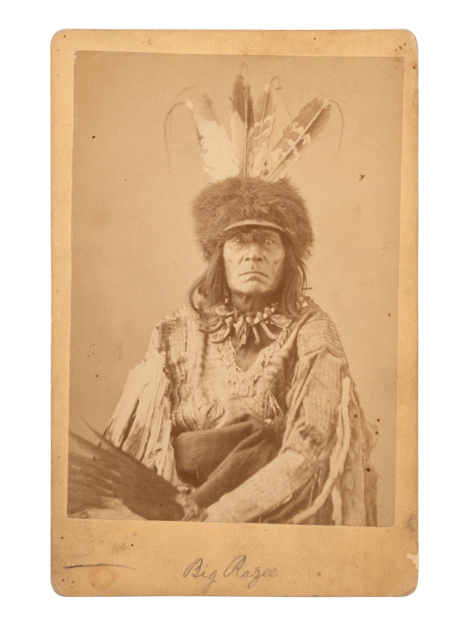 [NATIVE AMERICANS]. GARDNER, Alexander (1821-1882), photographer. Cabinet card of Big Razor, Upper Yanktonai. Washington, DC, ca 1872.