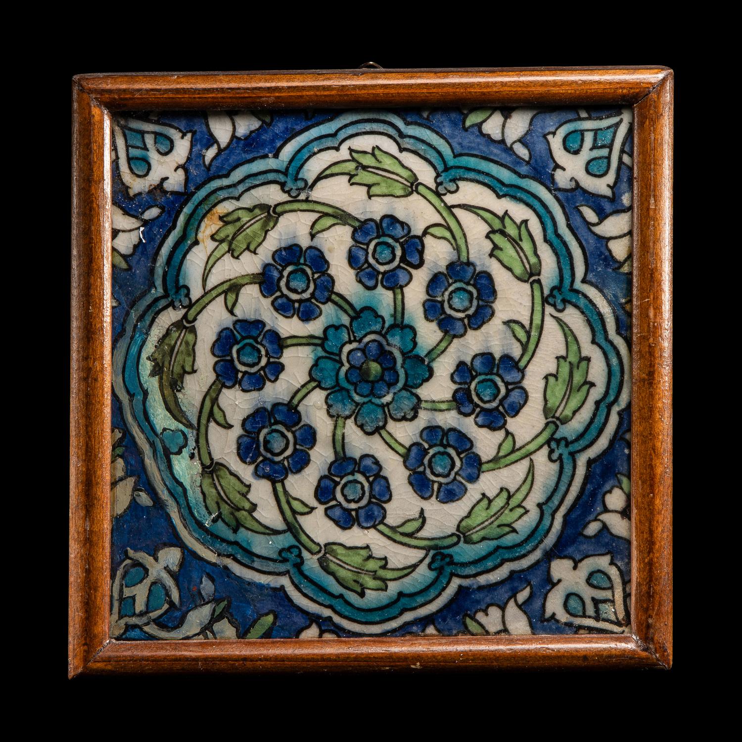 An Ottoman Glazed Ceramic Tile