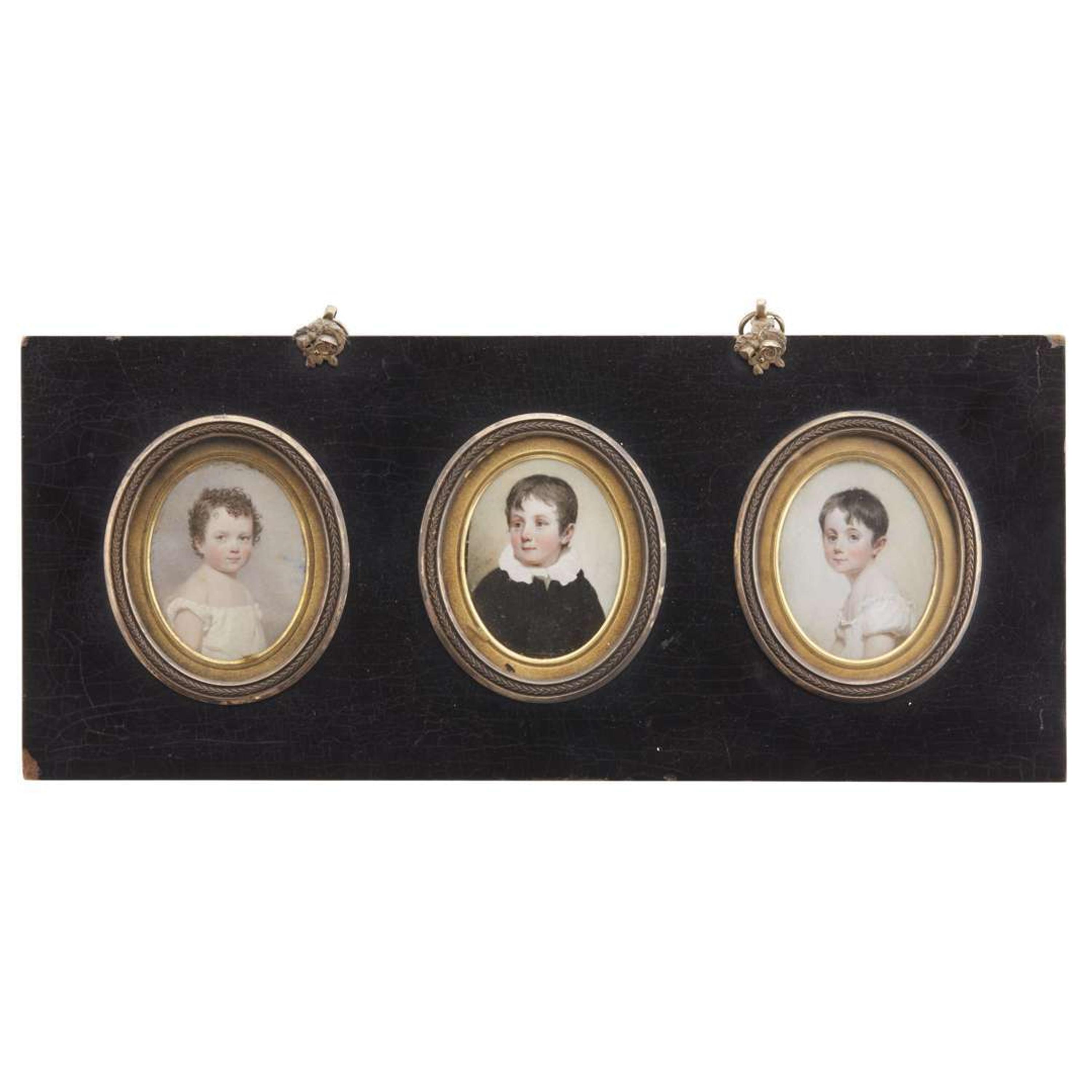 Andrew Robertson (Scottish, 1777-1845) Group of three portrait miniatures of children, probably siblings, dated "1810"