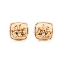 ENGLISH, YELLOW GOLD SHIP CUFFLINKS