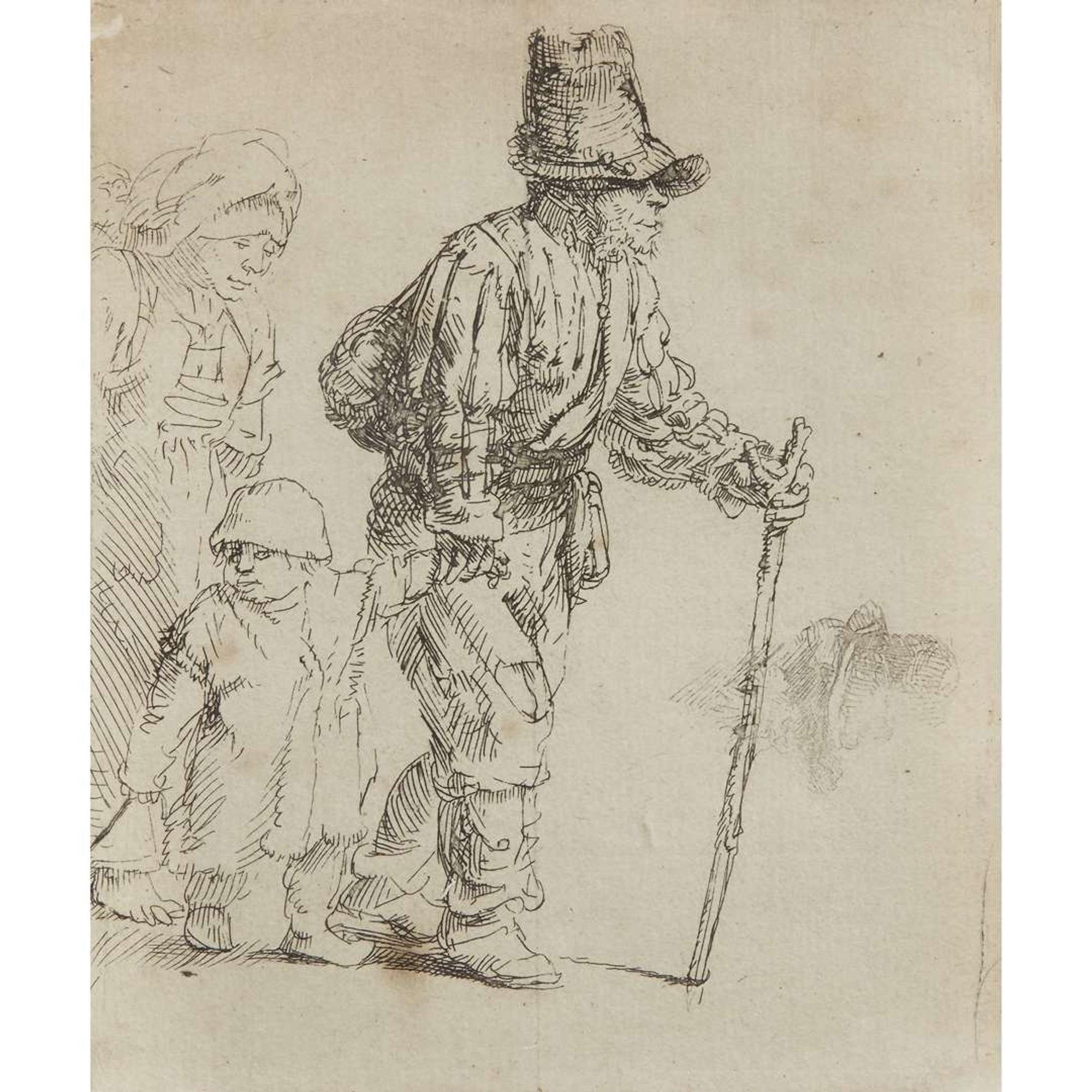 REMBRANDT VAN RIJN (DUTCH 1606–1669) "PEASANT FAMILY ON THE TRAMP"