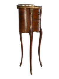 Three French Fruitwood Marble-Top Side Tables