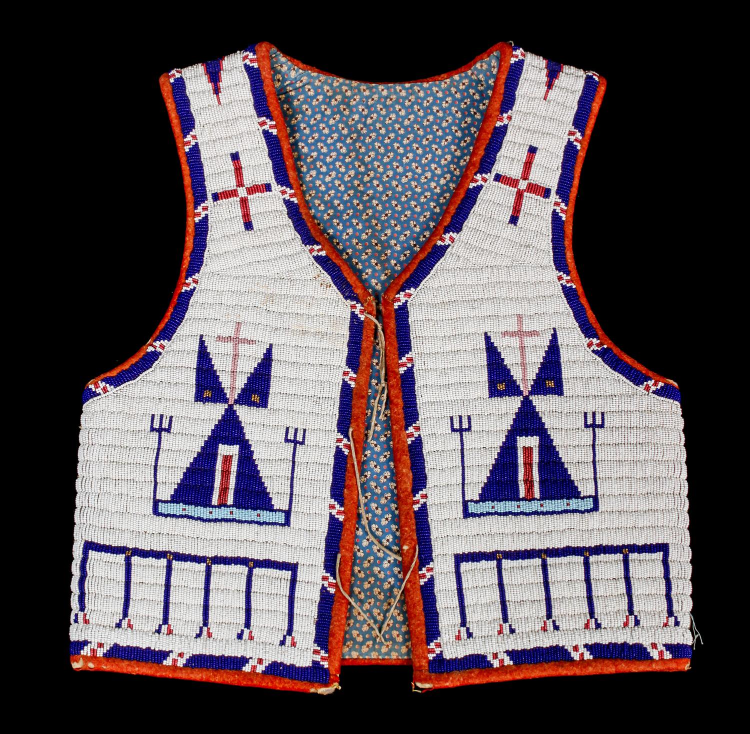 A Lakota Pictorial Beaded Vest Height 20 1/4 x width 18 1/2 inches. — LATE 19TH/ EARLY 20TH CENTURY