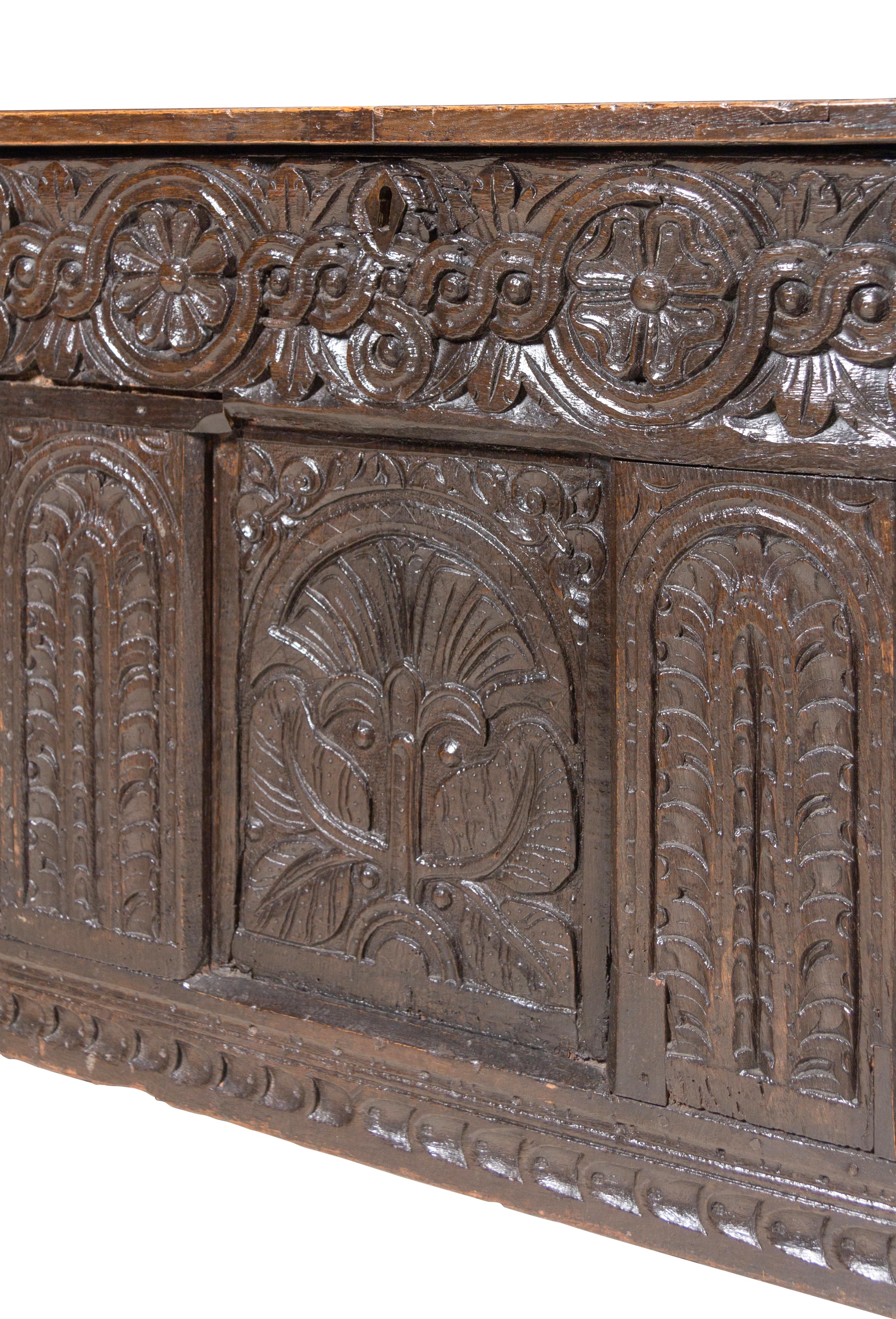 A Charles II Style Carved Oak Coffer