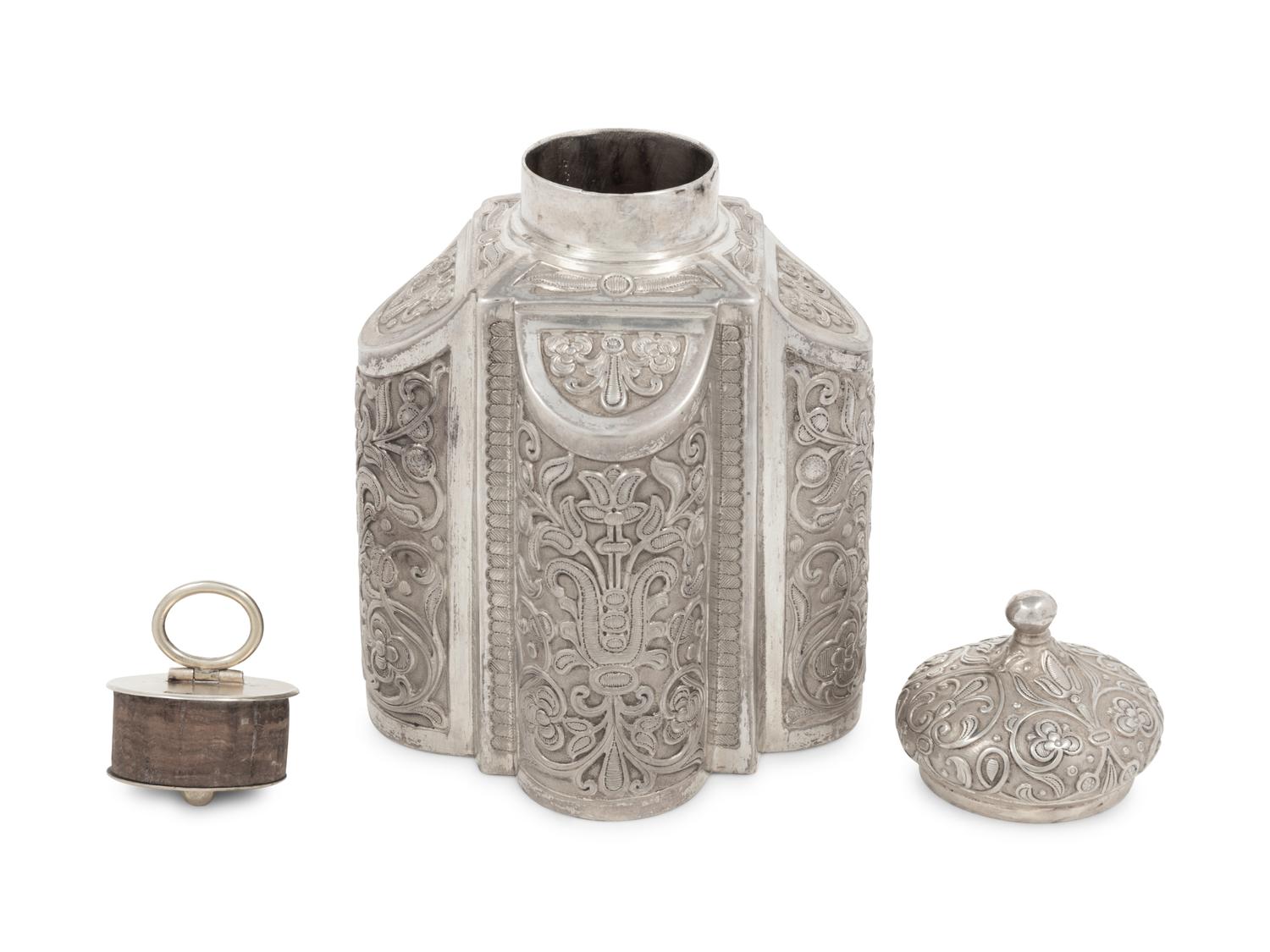 A Russian Silver Tea Caddy