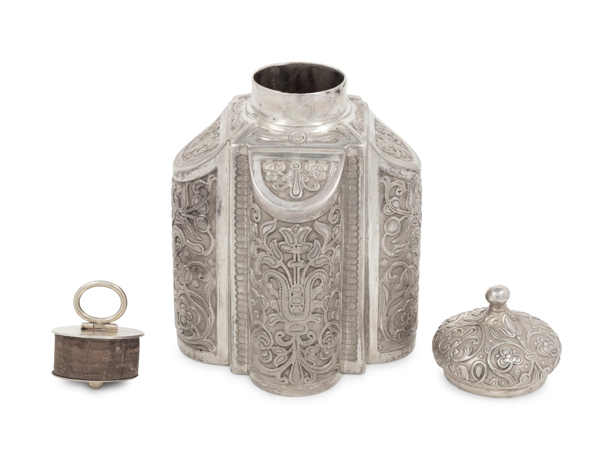 A Russian Silver Tea Caddy