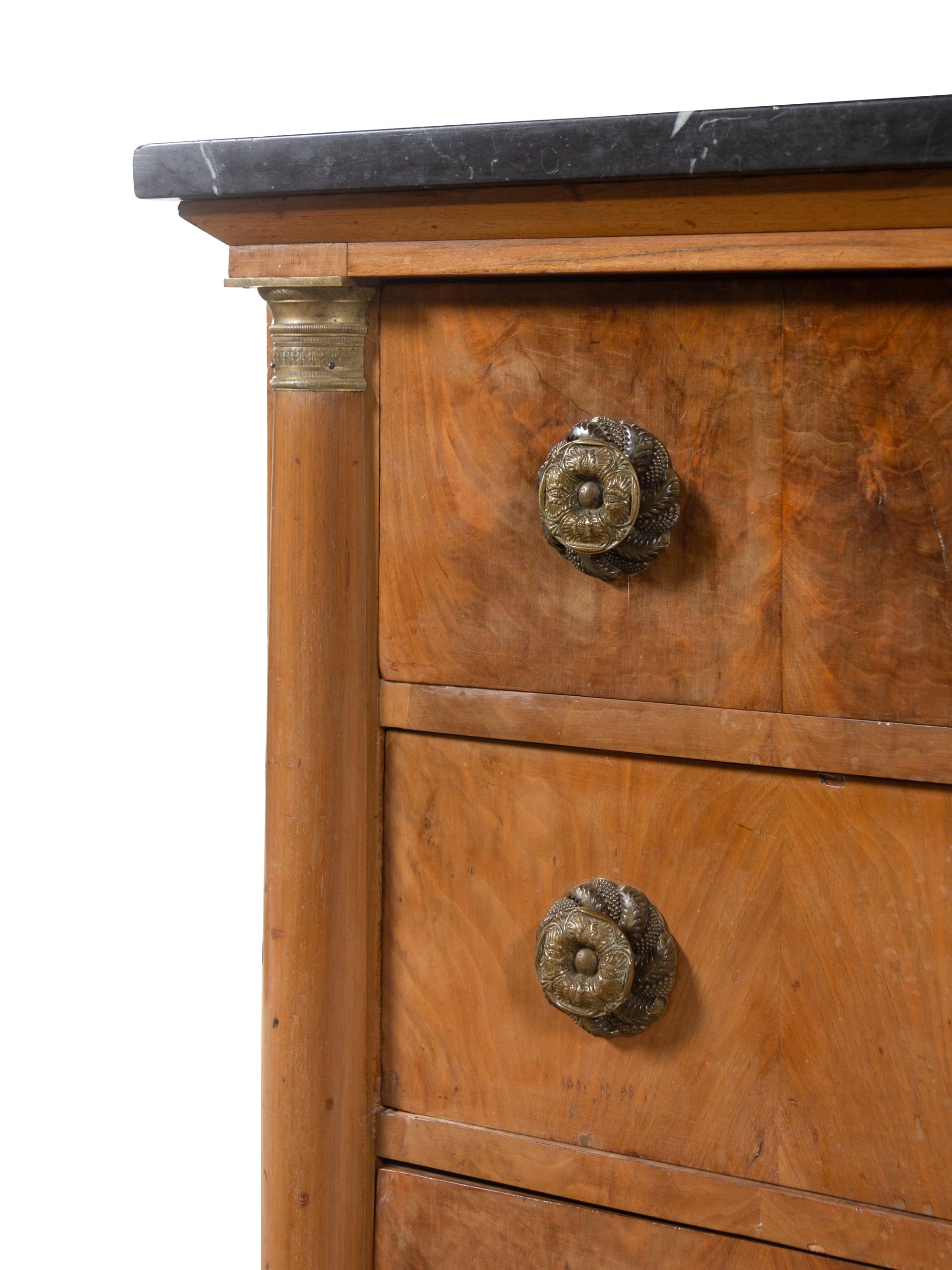 A German or Austrian Marble-Top Walnut Chest of Drawers