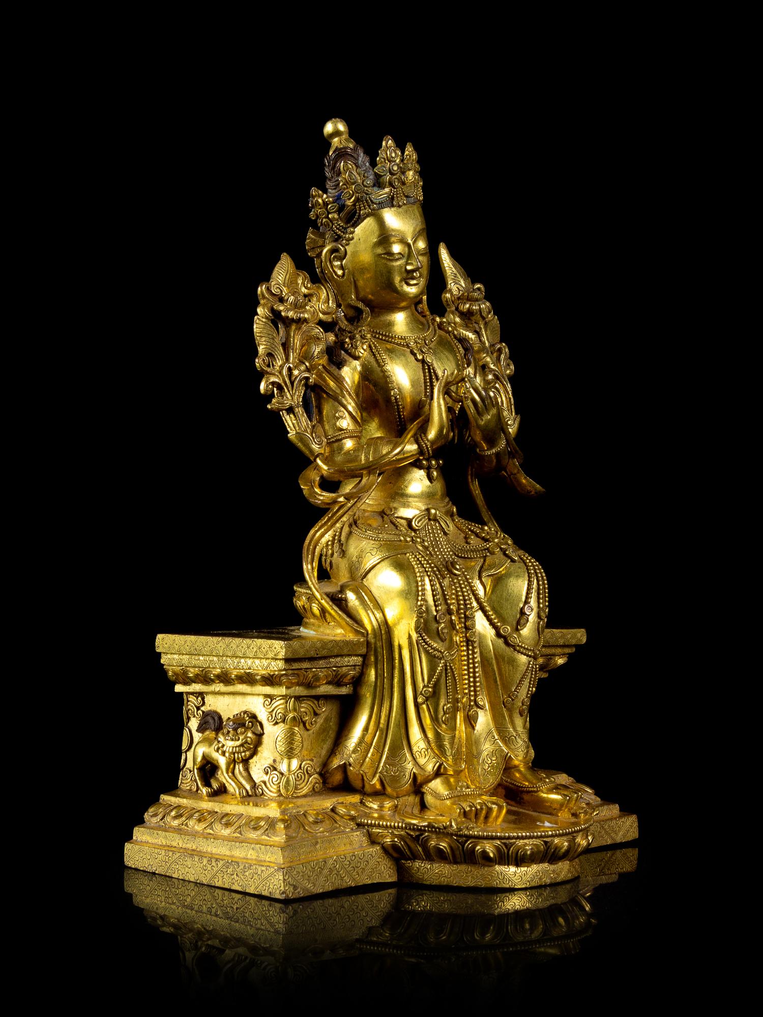 A Sino-Tibetan Gilt Bronze Figure of Maitreya Bodhisattva
