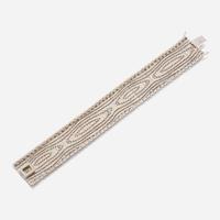 A white gold, diamond, and enamel bracelet