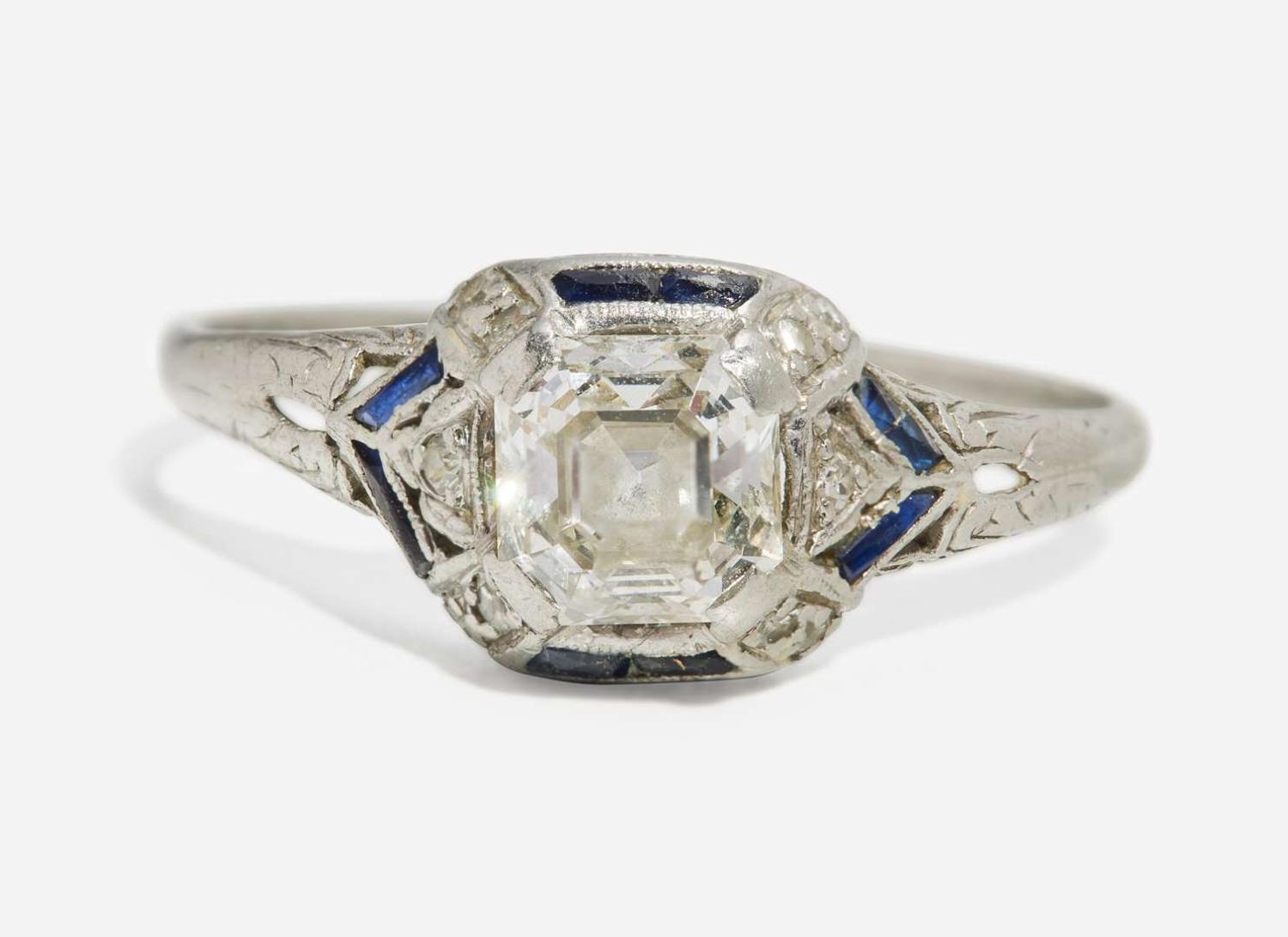 A Ladies Platinum and Diamond Art Deco Ring