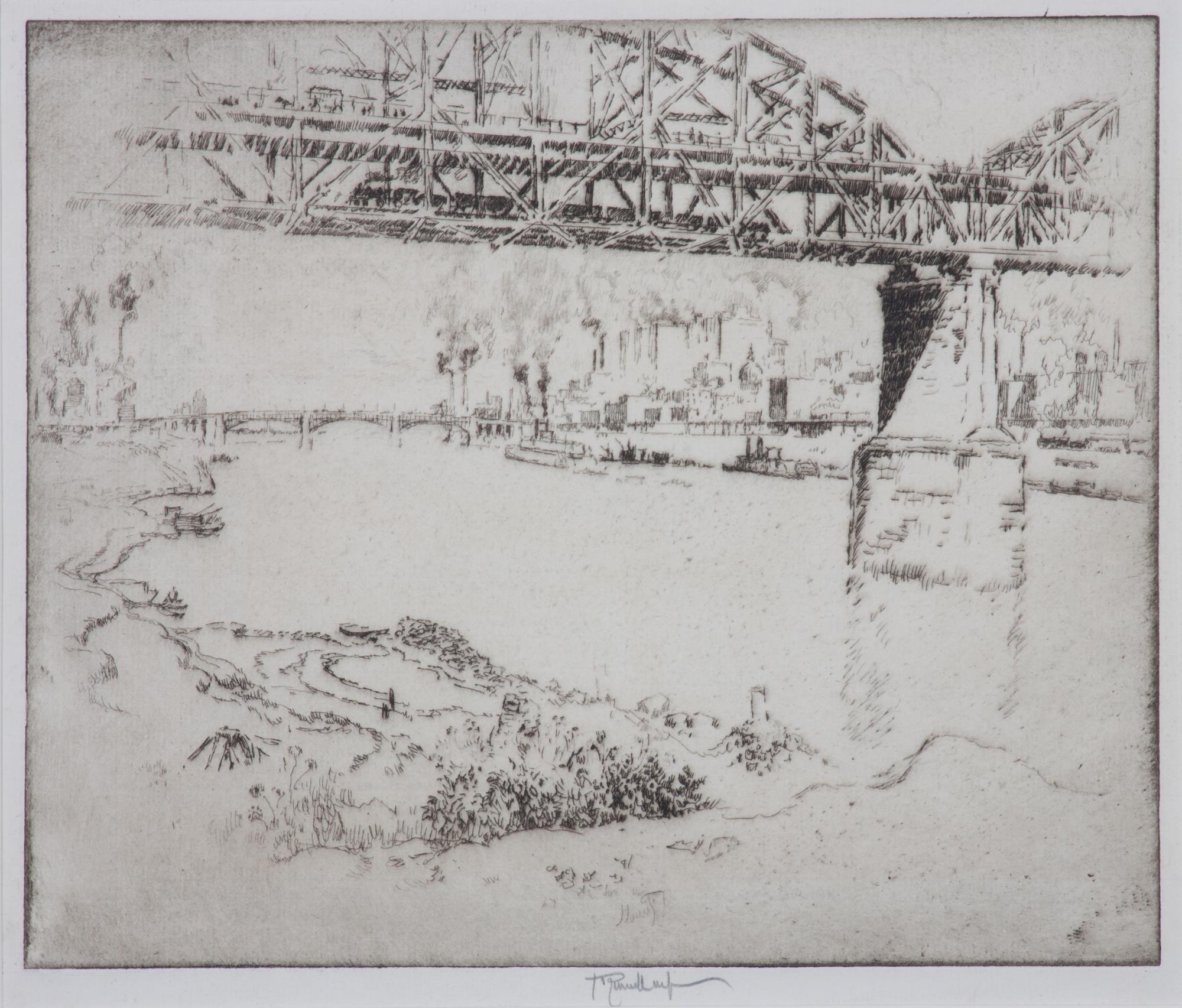Joseph Pennell, (American, 1860-1926), The City Bridge, St. Louis