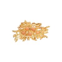 YELLOW GOLD AND ANGEL SKIN CORAL BROOCH