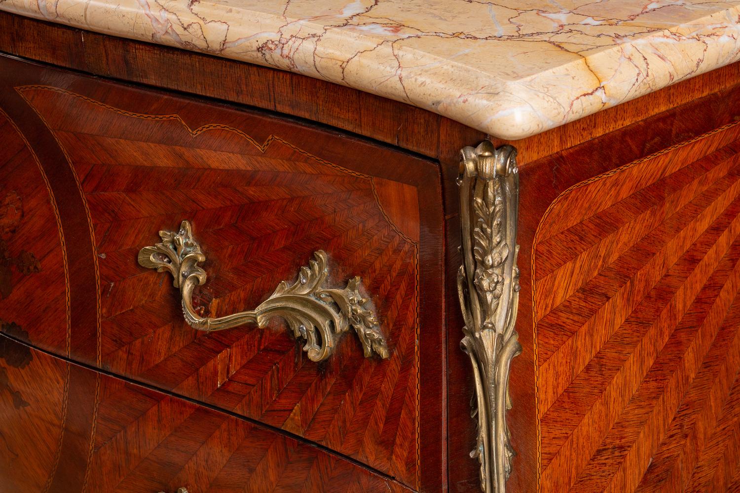 A Louis XV Style Gilt-Bronze-Mounted Marquetry Commode