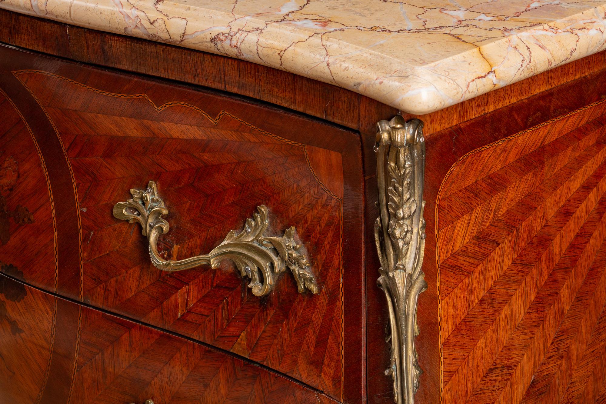 A Louis XV Style Gilt-Bronze-Mounted Marquetry Commode