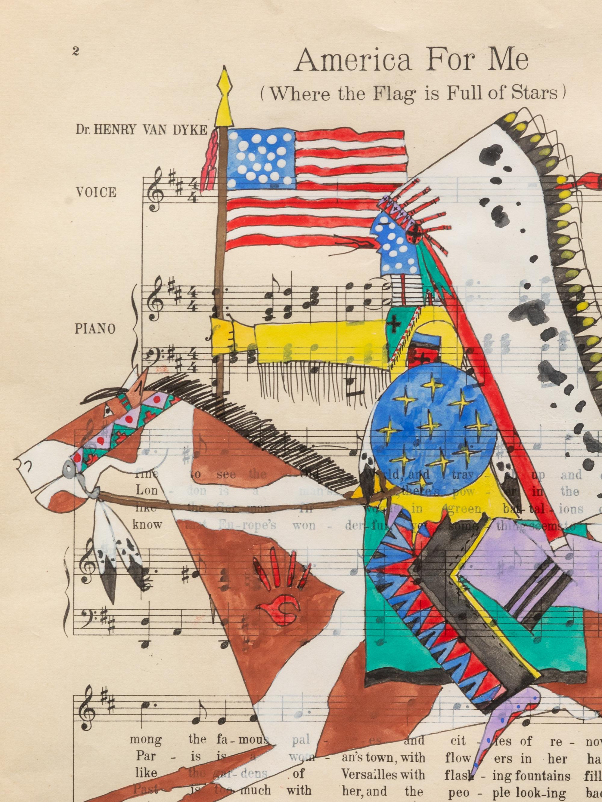 American For Me , ledger-style painting