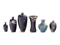 Seven Japanese Cloisonné Enamel Vases