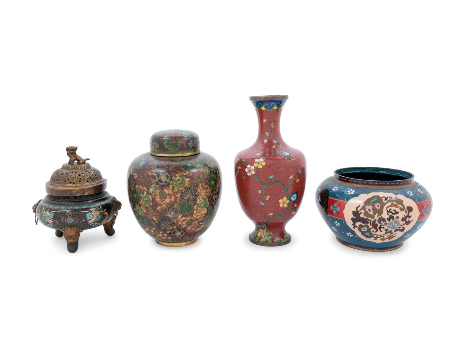 Four Chinese Cloisonné Enameled Articles