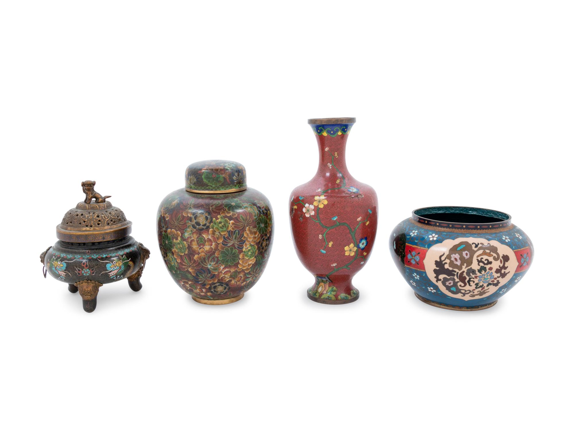 Four Chinese Cloisonné Enameled Articles