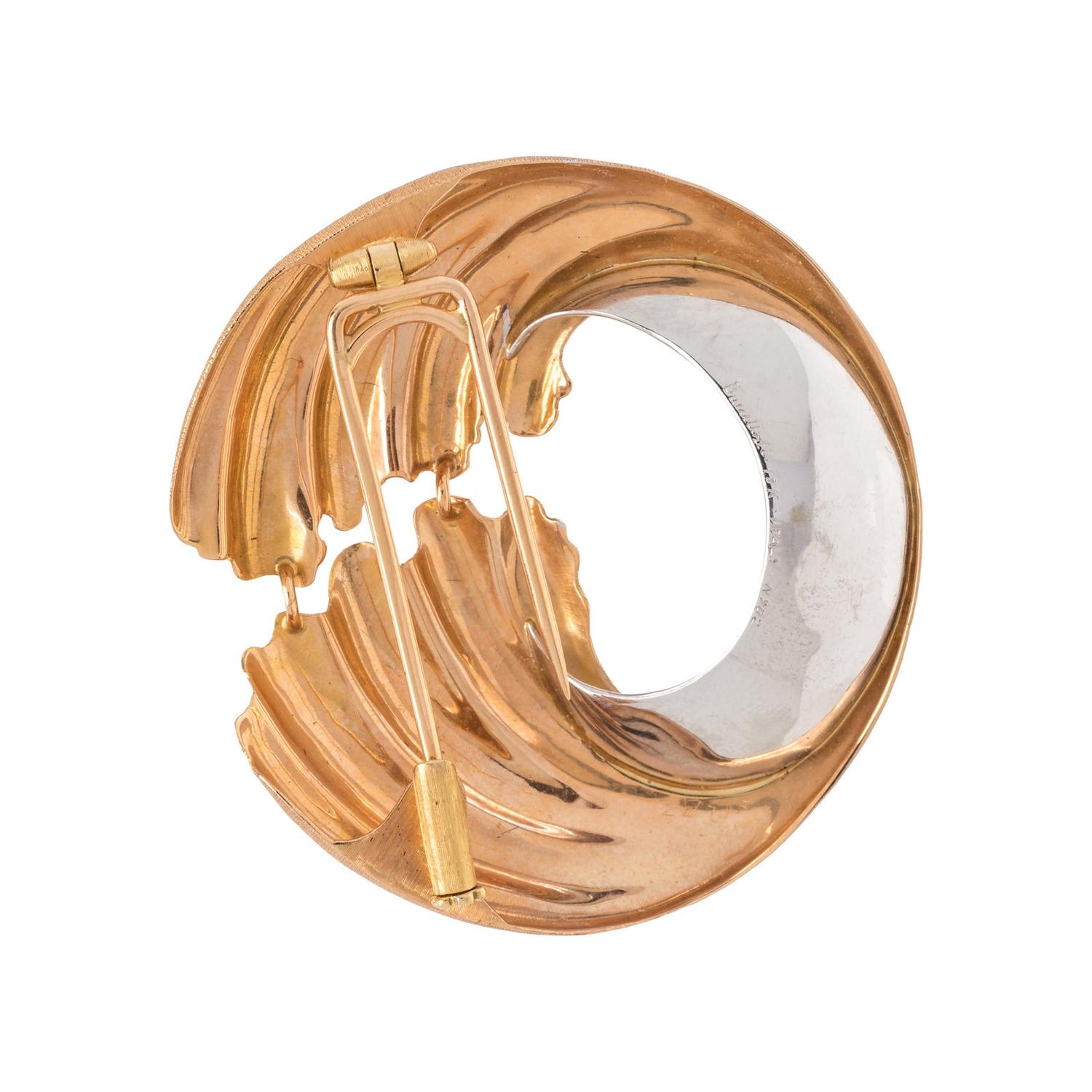 BUCCELLATI, ROSE GOLD AND PLATINUM BROOCH