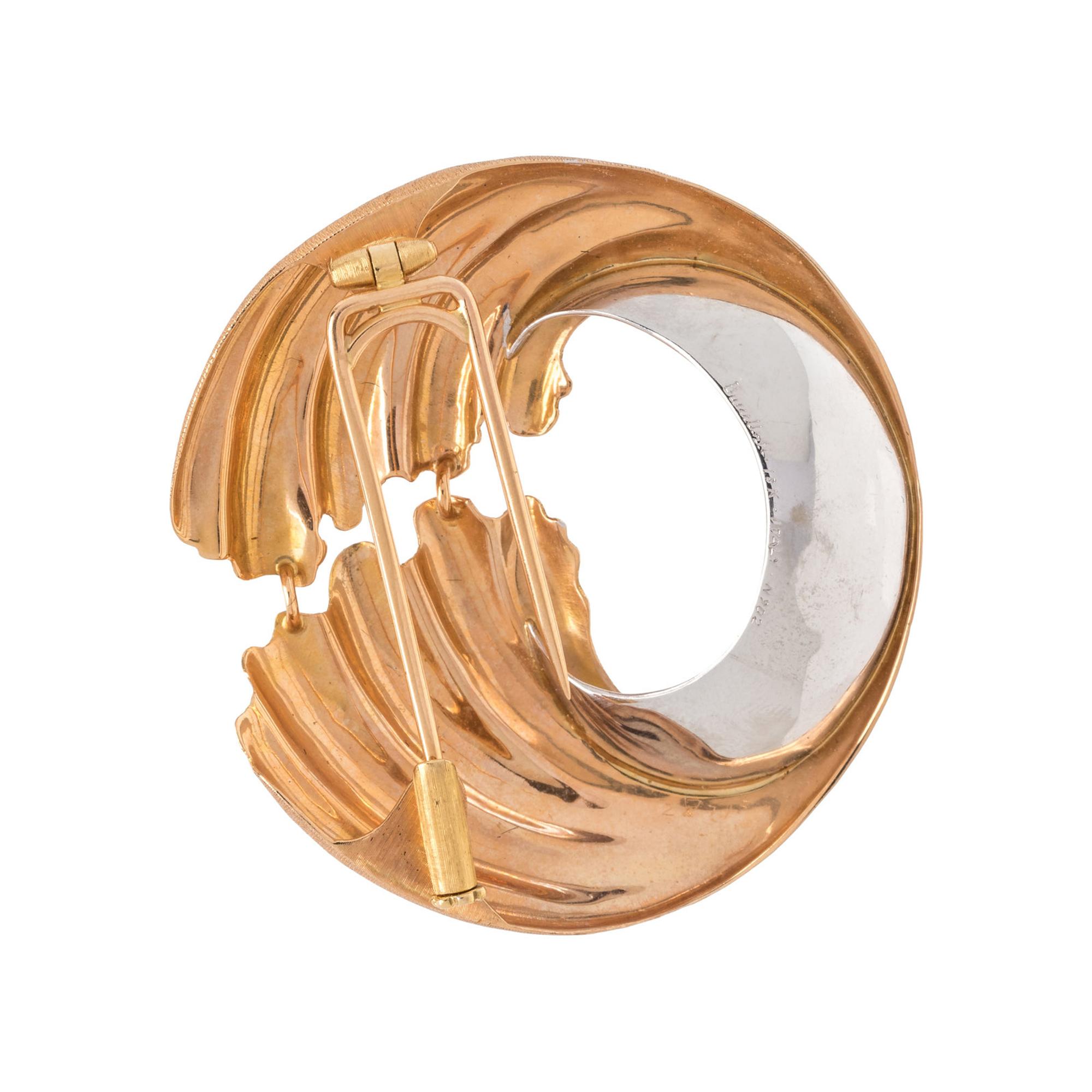 BUCCELLATI, ROSE GOLD AND PLATINUM BROOCH