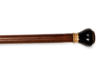 A Continental Brass and Bone Inlaid Walnut Tailor's 'System' Walking Stick