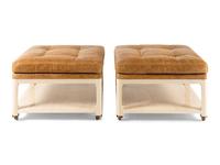 A Pair of Custom Leather-Upholstered Ottoman Tables Supplied by Jonas, New York