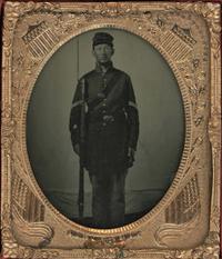 [Ambrotype] Union Corporal with His Musket and Bayonet