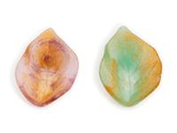 A Pair of Daum Glass Leaf-Form Diminutive Dishes