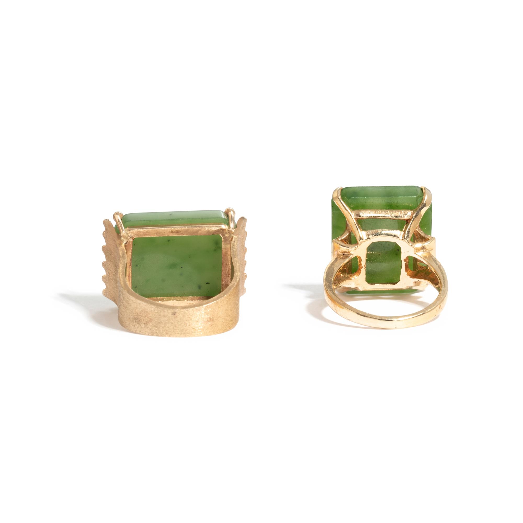 COLLECTION OF CARVED JADE RINGS