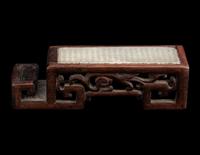 A Chinese Celadon Jade Sword Fitting Mounted as Ink-Cake Stand