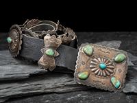 Navajo Sterling Silver and Turquoise Concha Belt