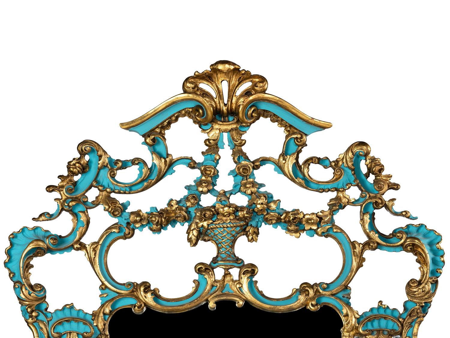 A Painted Italian Baroque Style Console Table and Mirror