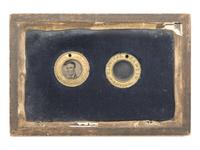 [LINCOLN, Abraham (1809-1865)]. Lincoln and Hamlin 1860 campaign ferrotypes. [ With: ] Miniature portrait of Lincoln.