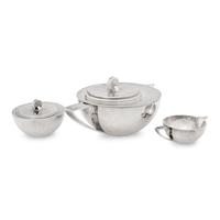 An Ercuis Silver-Plate Three-Piece Tea Service