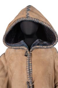 Fendi Suede Hooded Coat Lined in Blue Shearling, c. 1993